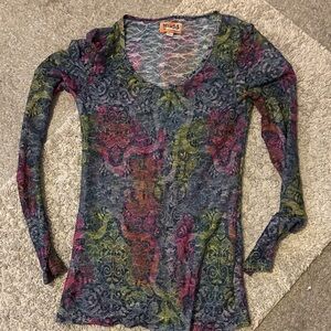 Mudd Multicolor Lace Long Sleeve Top